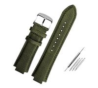 AXTGBHL Correa de reloj de acero inoxidable macizo apta for Casio Edifice EFB-680, correa de reloj plateada y negra, correa de muñeca convexa for hombre, pulsera de 14mm(Green nylon Silver)