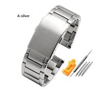 AXTGBHL Correa de reloj de acero inoxidable sólido de 24 mm, 26 mm, 28 mm, apta for Diesel Seven Friday, apta for correa de reloj Panerai, correa de acero de gran tamaño, pulsera for hombre(A-silver,2
