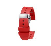 AXTGBHL Correa de reloj de caucho flúor de primera calidad apta for correa de reloj IWC Pulsera de 20 mm y 22 mm Ajuste de liberación rápida for Omega Fit for accesorios de relojes Rolex(Red silver bu