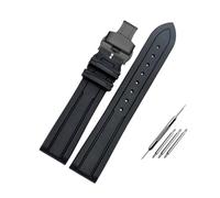 AXTGBHL Correa de reloj de caucho fluorado de 20 mm y 21 mm for Omega Fit for IWC Fit for Hamilton Correa de reloj de silicona suave resistente al agua y al sudor for hombre(A-black-black-a,20mm)