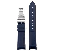 AXTGBHL Correa De Reloj De Caucho Natural Con Extremo Curvo For Hombre, 22 Mm, Apta For Fit Tudor Black Bay 1958, 41 Mm, Apta For GMT Pelagos Pin, Hebilla Plegable, Correa De Reloj De Silicona(Blue-si