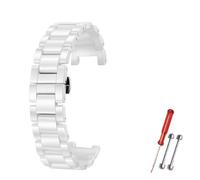 AXTGBHL Correa de reloj de cerámica con perlas blancas y negras aptas for pulsera de mujer Mk MK6985 MK5896 MK5354 MK5774, correa de reloj de cerámica de 20,12mm(White-silver,16.9mm)