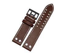 AXTGBHL Correa de reloj de cuero apta for Hamilton Fit for correa de reloj Seiko Remache Hombres Ajuste militar for piloto Khaki Field Aviation 20 mm 22 mm Accesorios(Brown white line B,20mm)