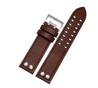 AXTGBHL Correa de reloj de cuero apta for Hamilton Fit for correa de reloj Seiko Remache Hombres Ajuste militar for piloto Khaki Field Aviation 20 mm 22 mm Accesorios(Brown silver bucke,22mm)