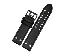 AXTGBHL Correa de reloj de cuero apta for Hamilton Fit for correa de reloj Seiko Remache Hombres Ajuste militar for piloto Khaki Field Aviation 20 mm 22 mm Accesorios(Black black bucke,20mm)