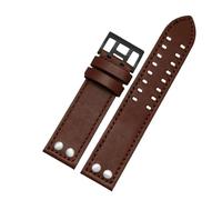 AXTGBHL Correa de reloj de cuero apta for Hamilton Fit for correa de reloj Seiko Remache Hombres Ajuste militar for piloto Khaki Field Aviation 20 mm 22 mm Accesorios(Brown black bucke,22mm)