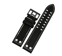 AXTGBHL Correa de reloj de cuero apta for Hamilton Fit for correa de reloj Seiko Remache Hombres Ajuste militar for piloto Khaki Field Aviation 20 mm 22 mm Accesorios(Black white line B,22mm)