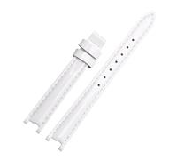 AXTGBHL Correa de reloj de cuero apta for Tissot Fit for Flamenco 1853 T094210 T0842, correa for mujer, pulsera con muescas brillante resistente al agua de 12mm(White-no buckle)