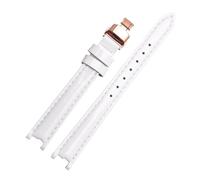 AXTGBHL Correa de reloj de cuero apta for Tissot Fit for Flamenco 1853 T094210 T0842, correa for mujer, pulsera con muescas brillante resistente al agua de 12mm(White-rose gold)