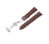 AXTGBHL Correa de reloj de cuero con diseño de patrón, 18mm, 20mm, 22mm, 24mm, cinturones de repuesto for hombres y mujeres, accesorios for relojes, correas de muñeca(Silver w brown,24mm)