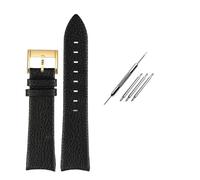 AXTGBHL Correa de reloj de cuero con interfaz curva for hombre, pulsera suave de 20mm y 22mm for reloj Hamilton H38735751 H38755751(Black-gold)