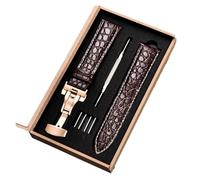AXTGBHL Correa de reloj de cuero con patrón y cierre automático de mariposa de acero inoxidable, 18 mm, 20 mm, 22 mm y 24 mm(R3 with box,16mm)