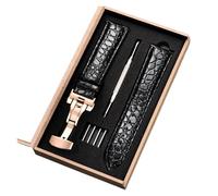 AXTGBHL Correa de reloj de cuero con patrón y cierre automático de mariposa de acero inoxidable, 18 mm, 20 mm, 22 mm y 24 mm(R4 with box,16mm)