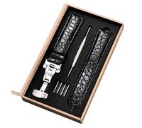 AXTGBHL Correa de reloj de cuero con patrón y cierre automático de mariposa de acero inoxidable, 18 mm, 20 mm, 22 mm y 24 mm(S4 with box,16mm)