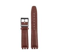 AXTGBHL Correa de reloj de cuero de 17MM apta for Swatch GB274/287/GN239 correas de reloj con interfaz cóncava y convexa pulsera Lychee Patter(B-brown-black)