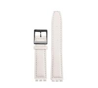 AXTGBHL Correa de reloj de cuero de 17MM apta for Swatch GB274/287/GN239 correas de reloj con interfaz cóncava y convexa pulsera Lychee Patter(A-white-black)