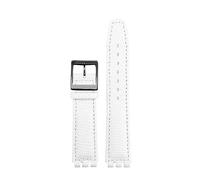 AXTGBHL Correa de reloj de cuero de 17MM apta for Swatch GB274/287/GN239 correas de reloj con interfaz cóncava y convexa pulsera Lychee Patter(B-white-black)
