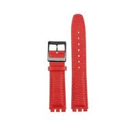 AXTGBHL Correa de reloj de cuero de 17MM apta for Swatch GB274/287/GN239 correas de reloj con interfaz cóncava y convexa pulsera Lychee Patter(B-Red-black)
