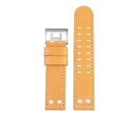 AXTGBHL Correa de reloj de cuero de 22 mm compatible con Hamilton Khaki Aviation H77616533 H760250 compatible con correa de reloj for hombre de la colección Classic Field(Yellow-silver,22mm)