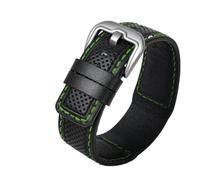AXTGBHL Correa de reloj de cuero de 24 mm Apto for Dietrich OT-1/12/06 Apto for Suunto Apto for Panerai Pulsera for hombre Pulsera for hombre Línea roja Correa for reloj(Green line-silver)