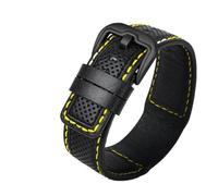 AXTGBHL Correa de Reloj de Cuero de 24 mm Apto for Dietrich OT-1/12/06 Apto for Suunto Apto for Panerai Pulsera for Hombre Pulsera for Hombre Línea roja Correa for Reloj(Yellow-Black)