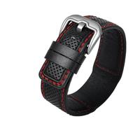 AXTGBHL Correa de reloj de cuero de 24 mm Apto for Dietrich OT-1/12/06 Apto for Suunto Apto for Panerai Pulsera for hombre Pulsera for hombre Línea roja Correa for reloj(Red line-silver)