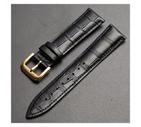 AXTGBHL Correa de reloj de cuero de capa de reemplazo universal Correa de reloj de cuero for hombres mujeres 10mm-24mm reloj de reloj(Black-Gold buckle,19mm)
