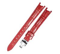 AXTGBHL Correa de reloj de cuero de moda for mujer 1853 Apto for Tissot T094 Apto for la serie Flamenco T094210 Pulsera de reloj Correa de reloj de 12 mm Enviar herramienta(B red silver)