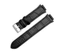 AXTGBHL Correa de reloj de cuero genuino de 14mm apta for Swarovski serie 5027127 5027131 5080602 5096008, correa de moda, accesorios for reloj de mujer(Black-silver)