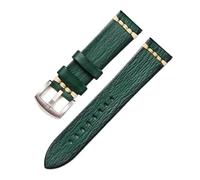AXTGBHL Correa de reloj de cuero Pulsera vintage hecha a mano 18 mm 20 mm 22 mm 24 mm Correa de reloj con hebilla sólida(Green-s,24mm)