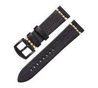 AXTGBHL Correa de reloj de cuero Pulsera vintage hecha a mano 18 mm 20 mm 22 mm 24 mm Correa de reloj con hebilla sólida(Black-b,20mm)