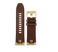 AXTGBHL Correa de reloj de cuero Vintage for hombre y mujer, pulsera de gran tamaño con remaches de Metal marrón, 26mm, compatible con diésel DZ4476 1657 DZ4318(15 brown-gold pin)