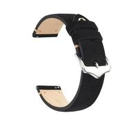 AXTGBHL Correa de Reloj de Gamuza Suave Vintage, Correa de muñeca con Costuras Hechas a Mano de liberación rápida, Correas de Reloj de Cuero de 18mm, 20mm y 22mm for Hombres y Mujeres(Schwarz,22mm)