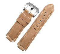 AXTGBHL Correa de reloj de goma apta for Timex WATCHT2N720 T2N721 T2N739 TW2T76300 pulsera de cuero correa de silicona resistente al agua 24 * 16mm(Light brown-silver)