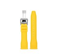 AXTGBHL Correa de reloj de goma con flúor de 20mm/21mm/22mm apta for relojes de piloto grandes IWC Spitfire apta for correa Portofino Family Mark 18(Yellow silver,22mm)