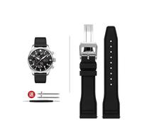 AXTGBHL Correa de reloj de goma con flúor de 20mm/21mm/22mm apta for relojes de piloto grandes IWC Spitfire apta for correa Portofino Family Mark 18(Black silver,21mm)