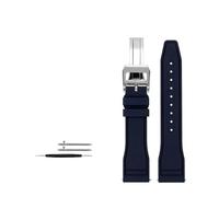 AXTGBHL Correa de reloj de goma con flúor de 20mm/21mm/22mm apta for relojes de piloto grandes IWC Spitfire apta for correa Portofino Family Mark 18(Dark blue silver,22mm)