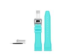 AXTGBHL Correa de reloj de goma con flúor de 20mm/21mm/22mm apta for relojes de piloto grandes IWC Spitfire apta for correa Portofino Family Mark 18(Mint green silver,22mm)