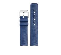 AXTGBHL Correa de reloj de goma fluorada de 22 mm for hombre, pulsera apta for IWC, apta for Aquatimer IW356802 376705 376710 376711, correa de silicona curva de liberación rápida(A-blue-silver)