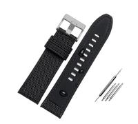 AXTGBHL Correa de reloj de nailon de 24mm, 26mm y 28mm apta for diésel DZ4500 DZ4506 DZ7420 DZ4318, correa de silicona resistente al agua, pulsera for hombre en negro y verde(Black-silver bucke,28mm)