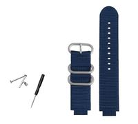 AXTGBHL Correa de reloj de nailon for hombre, anillo de Metal convexo de 24x16mm, compatible con TIMEX T2N721 T2N720 TW2T76500 TW2T76300, correa de reloj deportiva de lona transpirable(Blue-silver)