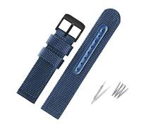 AXTGBHL Correa de reloj de nailon tejido apta for Seiko 5 Military SNK789, correa de reloj de lona, pulsera resistente al agua for Citizen 18mm 20mm 22mm 24mm hombres y mujeres(Blue-black,22mm)