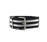 AXTGBHL CORREA DE RELOJ DE NYLON DE PEQUEÑOS DE NYLON DE NYLON DE NYLON AJUSTE for JAMES BOND 007 Military Casual Wamkband Ejército Sport Reloj Correa Reemplazar(Black white,22mm)