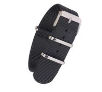 AXTGBHL Correa de reloj de pulsera de Color sólido fuerte, hebilla de acero inoxidable, tela marrón, rojo, negro, correa de nailon de 22mm, 18mm y 20mm(Schwarz,18mm)