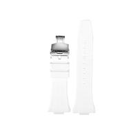 AXTGBHL Correa de reloj de silicona resistente al agua for hombre, 6 colores, compatible con Tissot PRX, Super Player T137.407 T137.410, accesorios con hebilla de Metal(White- Folding)