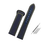AXTGBHL Correa de reloj de tela de nailon de 19 mm y 20 mm for Omega AT150 Fit for Seamaster 300 Fit for Planet Ocean De Ville Speedmaster Correa de reloj de lona con extremo curvo(Blue yellow black,1