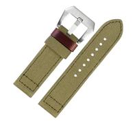 AXTGBHL Correa de reloj de tela de nailon de 24mm apta for Panerai compatible con Luminor PAM01118 serie 441 for reloj Seagull, correa de lona for hombre(Army green-silver)