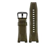 AXTGBHL Correa de reloj for hombre Casio GST-S100G S110 S130L W100G W110 210B 400G, pulsera de lona de 26x14mm, correa de cuero suave(Green white black)