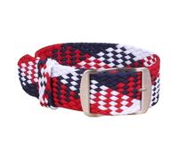 AXTGBHL Correa de reloj tejida de perlón de nailon de 20mm y 22mm, pulsera de tela militar del ejército Cambo, correa de reloj tejida, cinturón con hebilla en negro/blanco/rojo(W14 White Red Navy,20mm