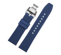 AXTGBHL Correa de Reloj Universal Fluoro Rubeer de 20MM y 22MM Apta for r-olex t-issot Correa de Silicona Impermeable Accesorios Transpirables for Hombres y Mujeres(Blue-Silver-B,20mm)